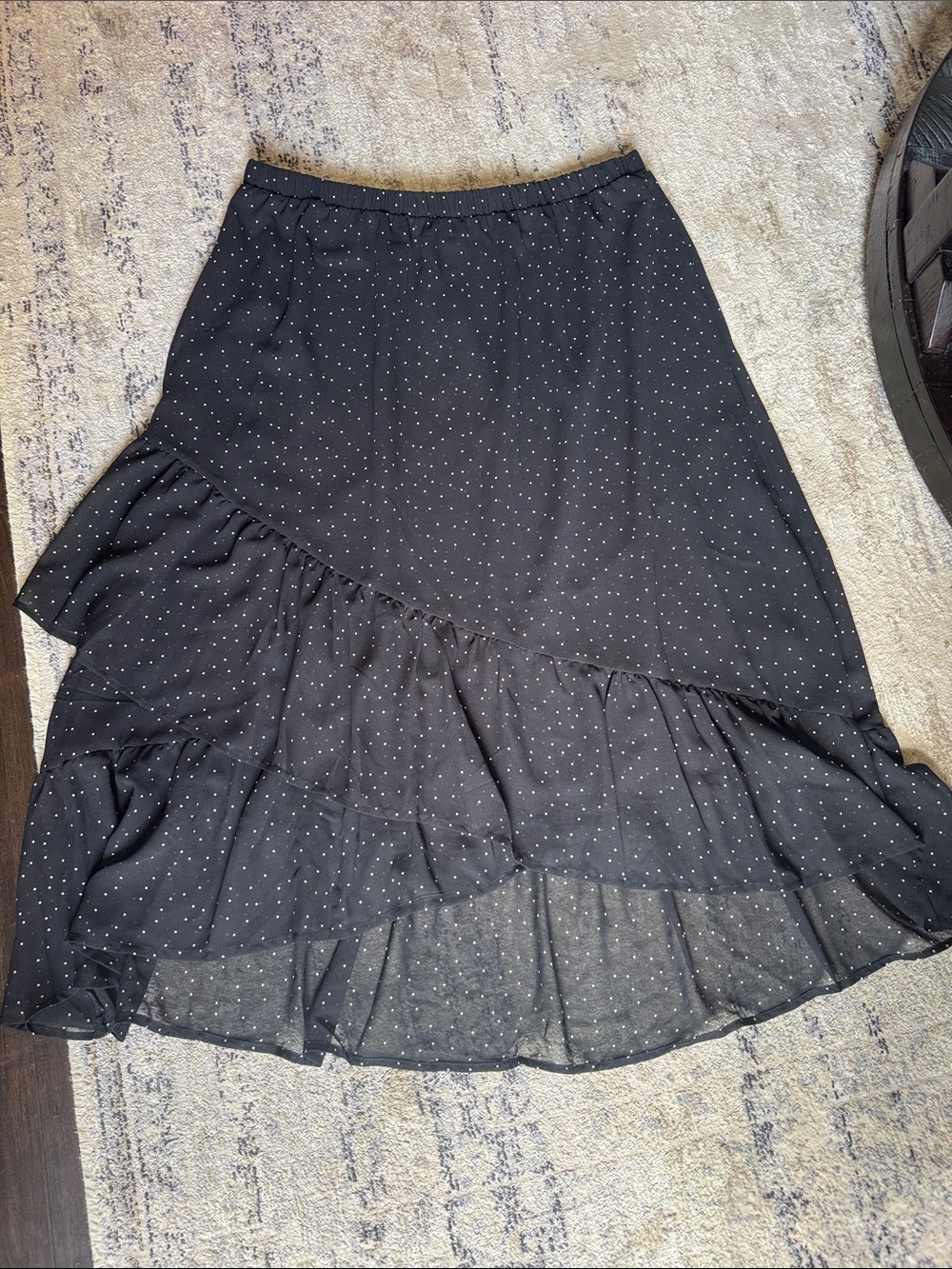 Black Polka Dot Ruffle Midi Skirt - Brand: a new day